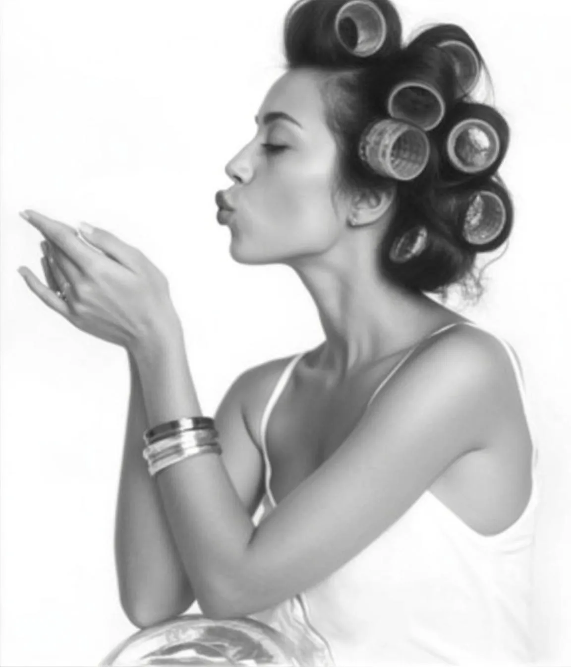 Makeup And Earrings And Bracelets And Rings In Styled Portrait
