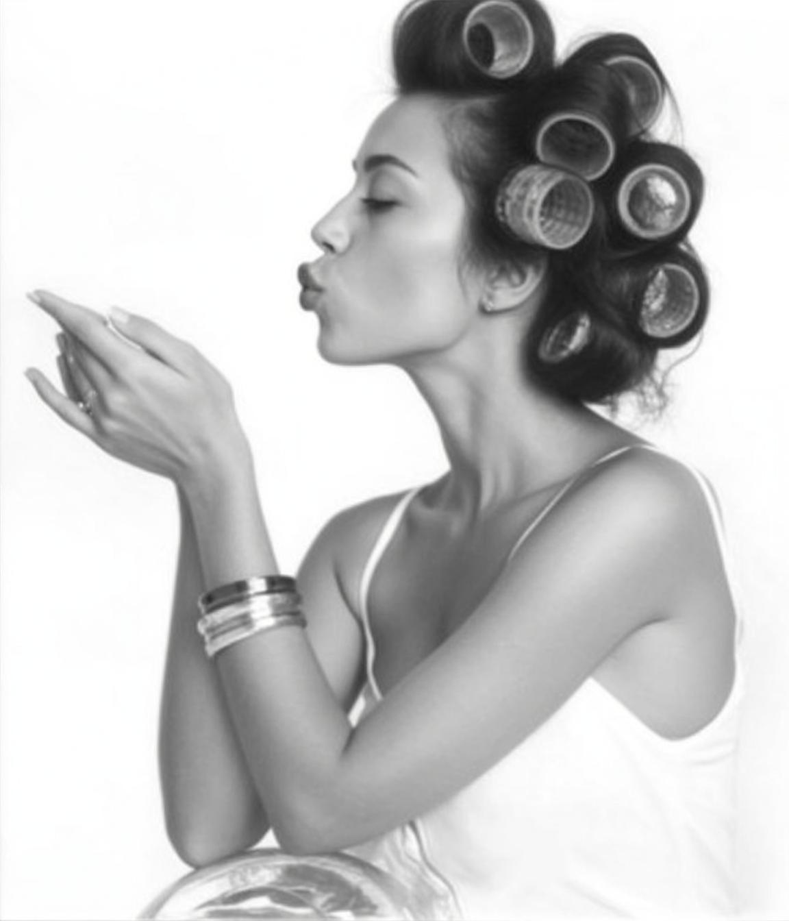 Black And White Medium Shot Profile View Photograph Shows Young