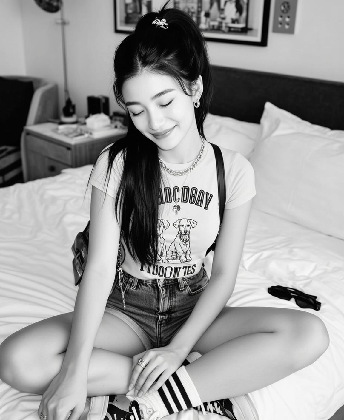 Explore Seated Cross-legged Bed Her Eyes Closed