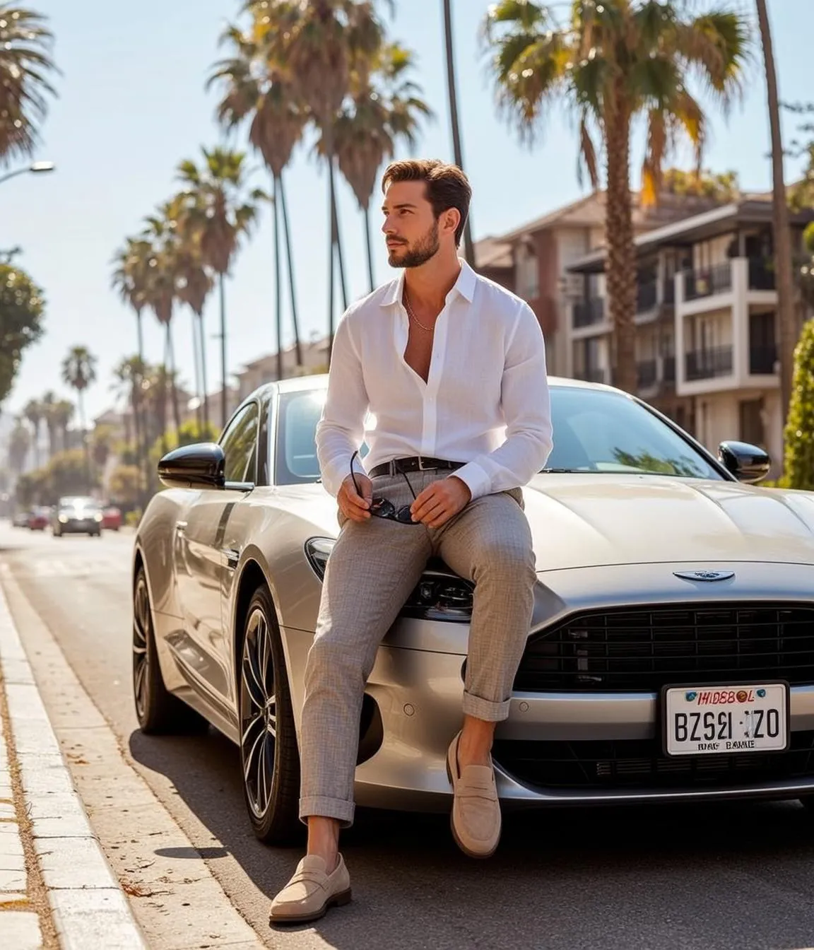 Sunglasses And Necklace By A Car