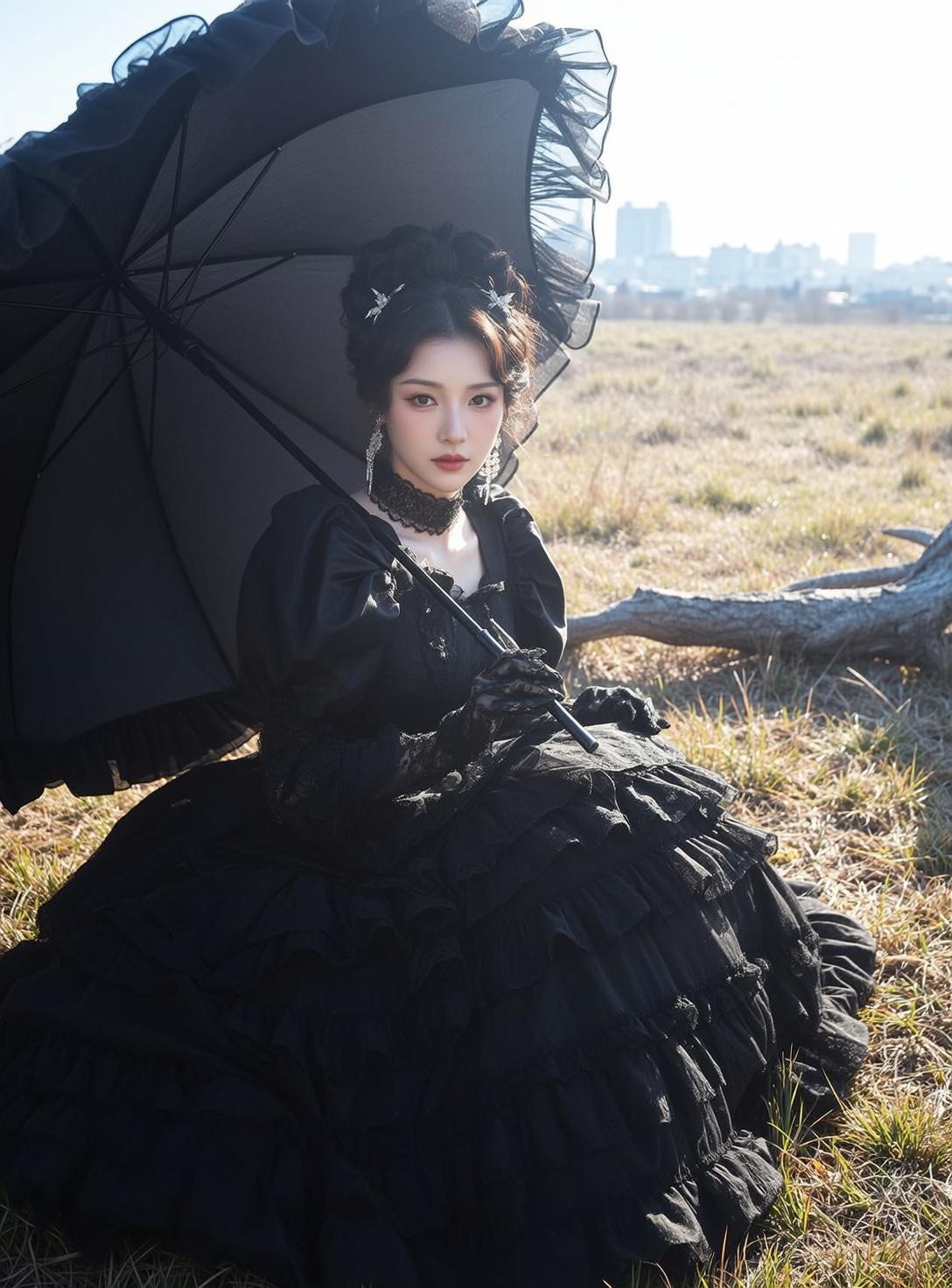 Umbrella Grassy Field