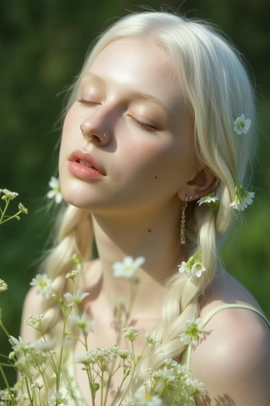 Braided Blonde Wildflower Portrait