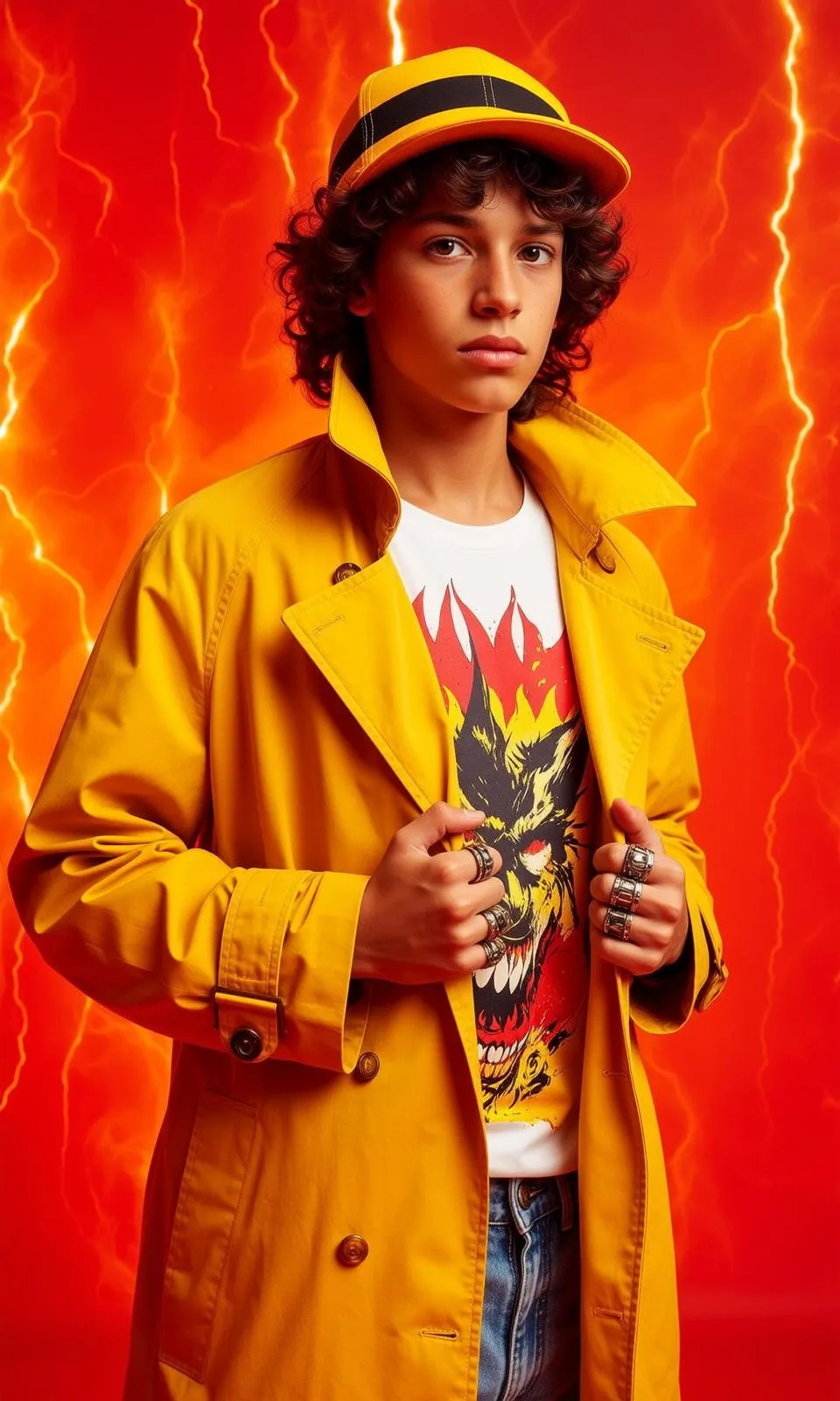 Yellow Coat Wolf Graphic Pose
