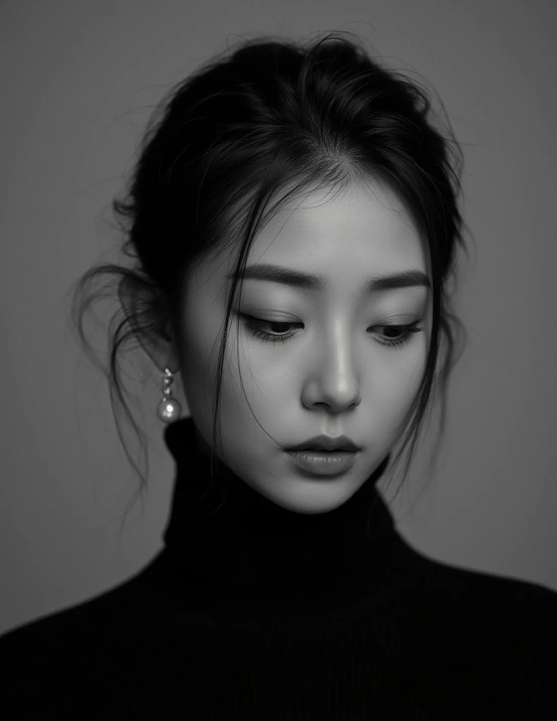 Makeup And Earrings In Turtleneck Portrait