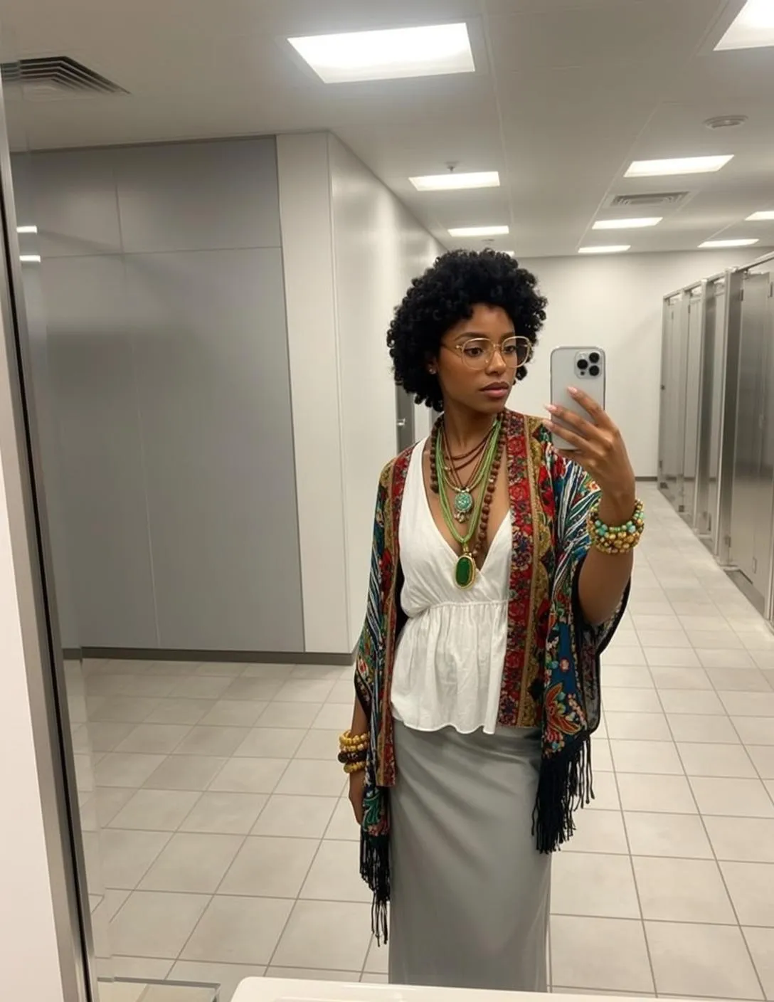 Glasses Necklace And Bracelets In Mirror Selfie