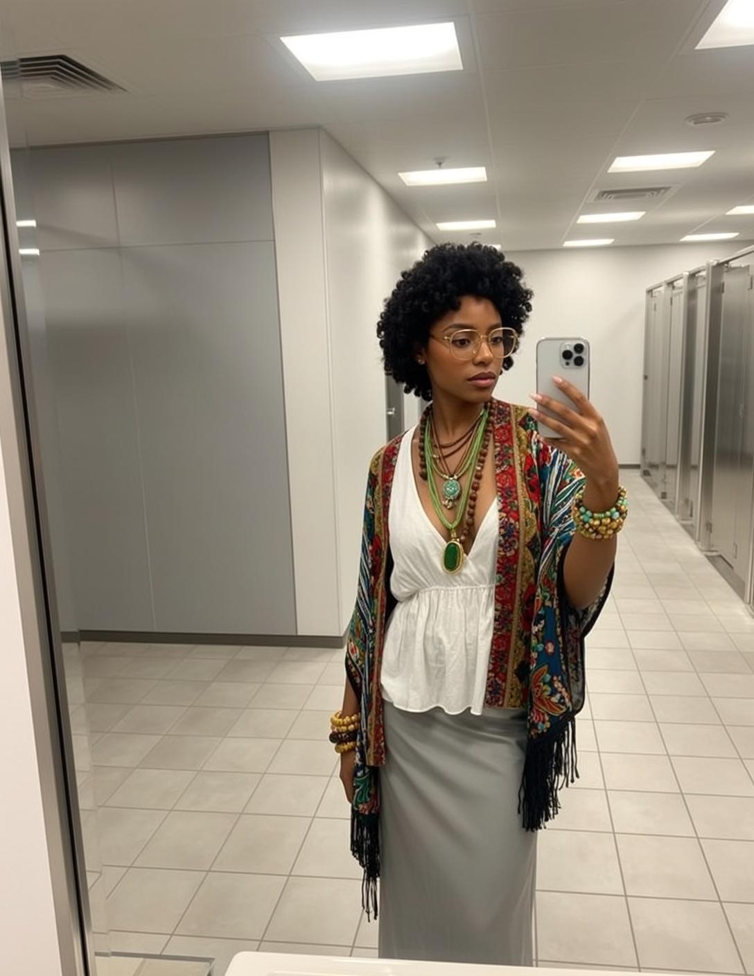 Kimono Bathroom Mirror Selfie