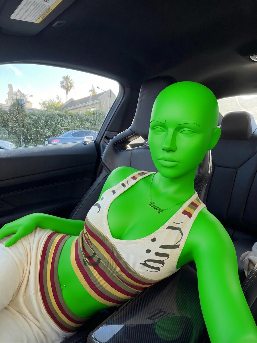 Template for Cream Colored Cropped Tank Top Red By Passenger Seat Car