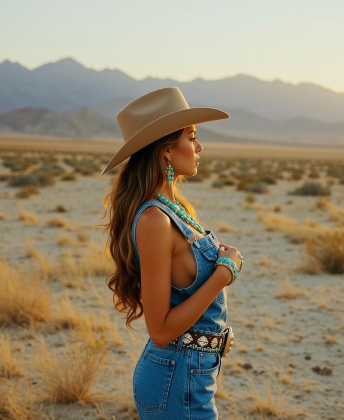 Denim Overalls Desert Portrait