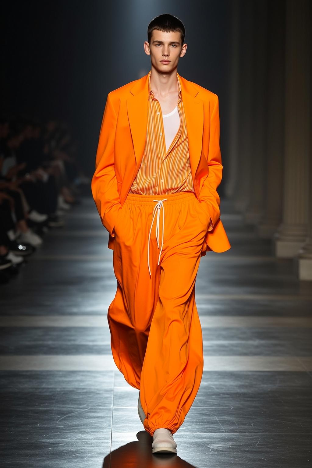 Male Model Runway Fashion Dramatic Spotlight