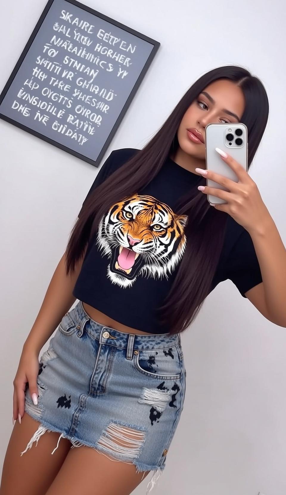 Explore Posing Selfie Holding Smartphone Her Right