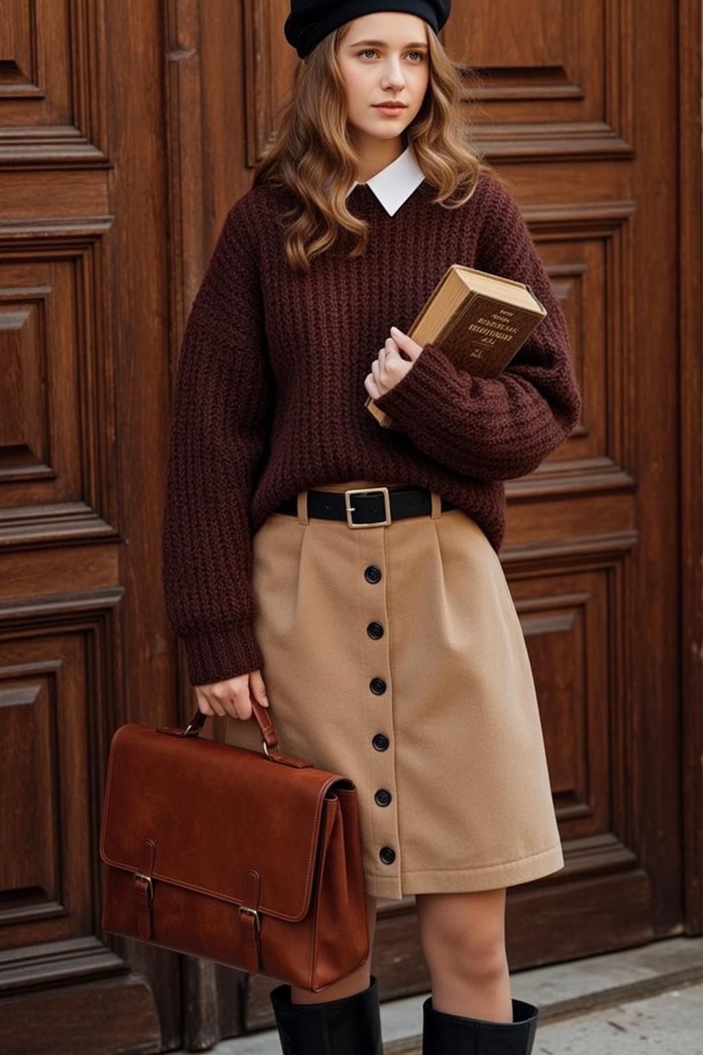 Maroon Sweater Book Portrait