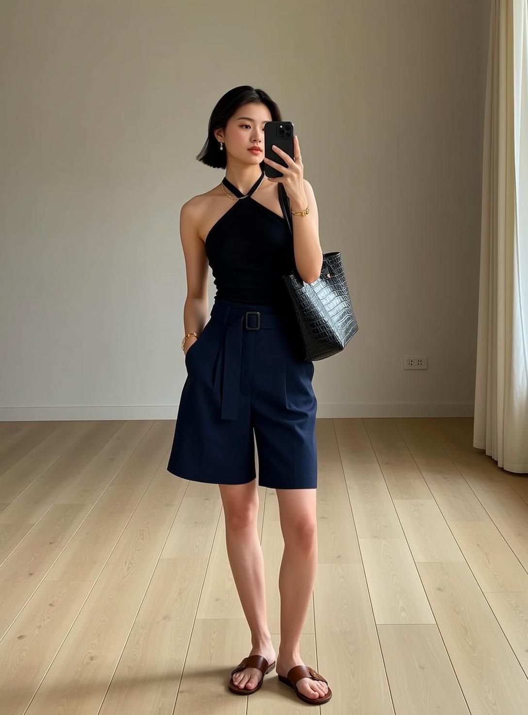 Casual Young Asian Short Black Bob Cut
