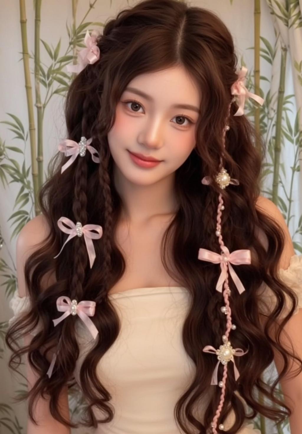 Pearl Bow Portrait Bamboo Backdrop