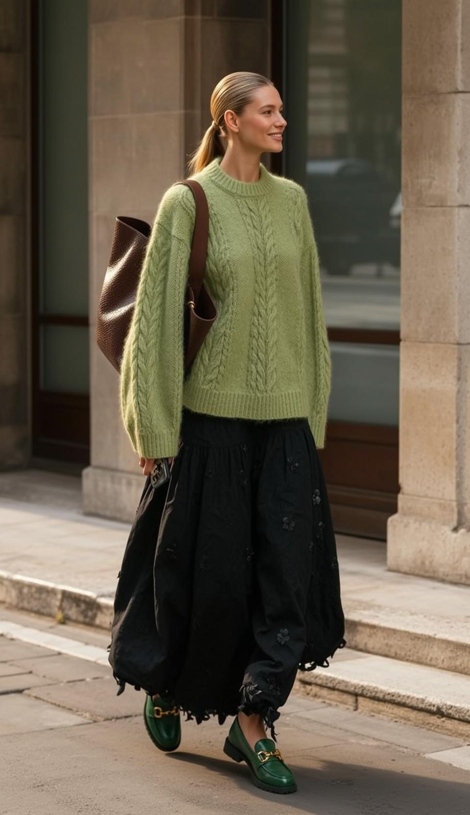 Blonde Woman Walking Urban Street Floral Skirt