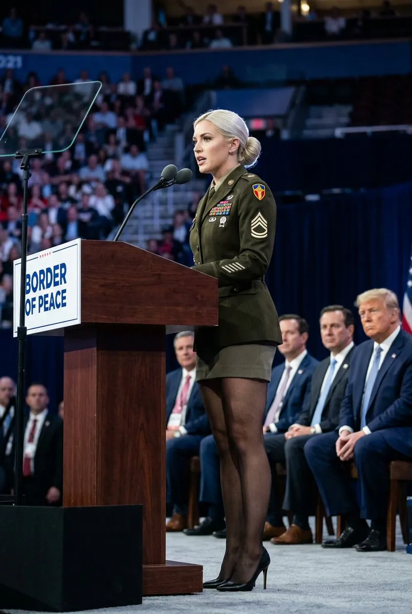Makeup And Military Speech Mini Skirt