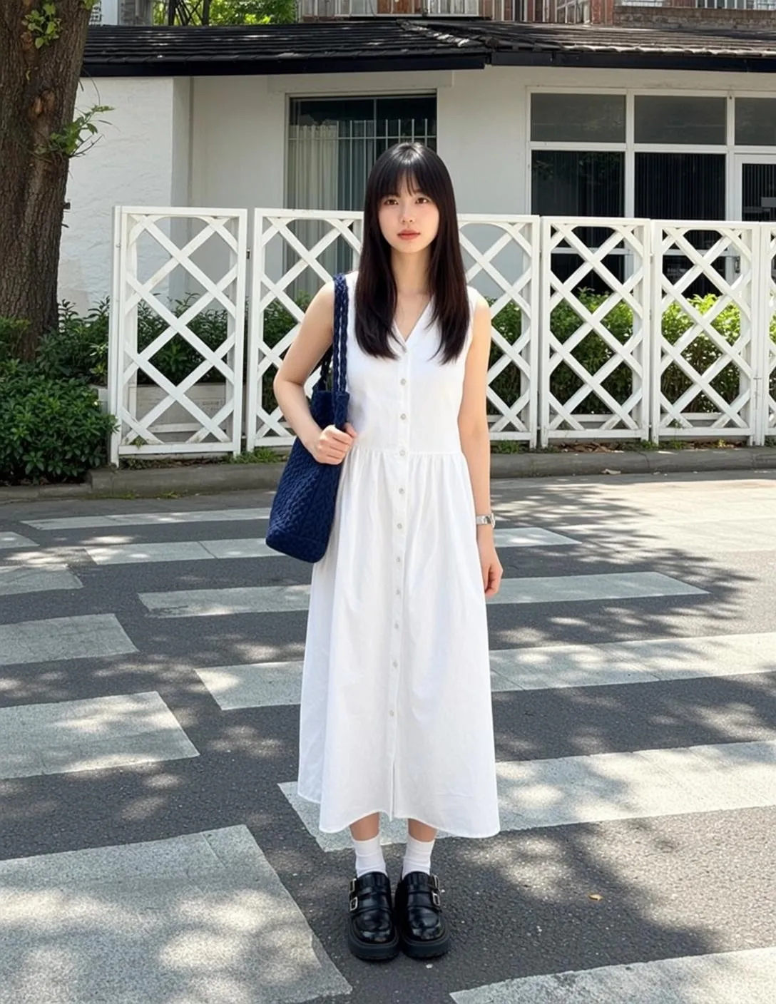 White Dress on Zebra Crossing