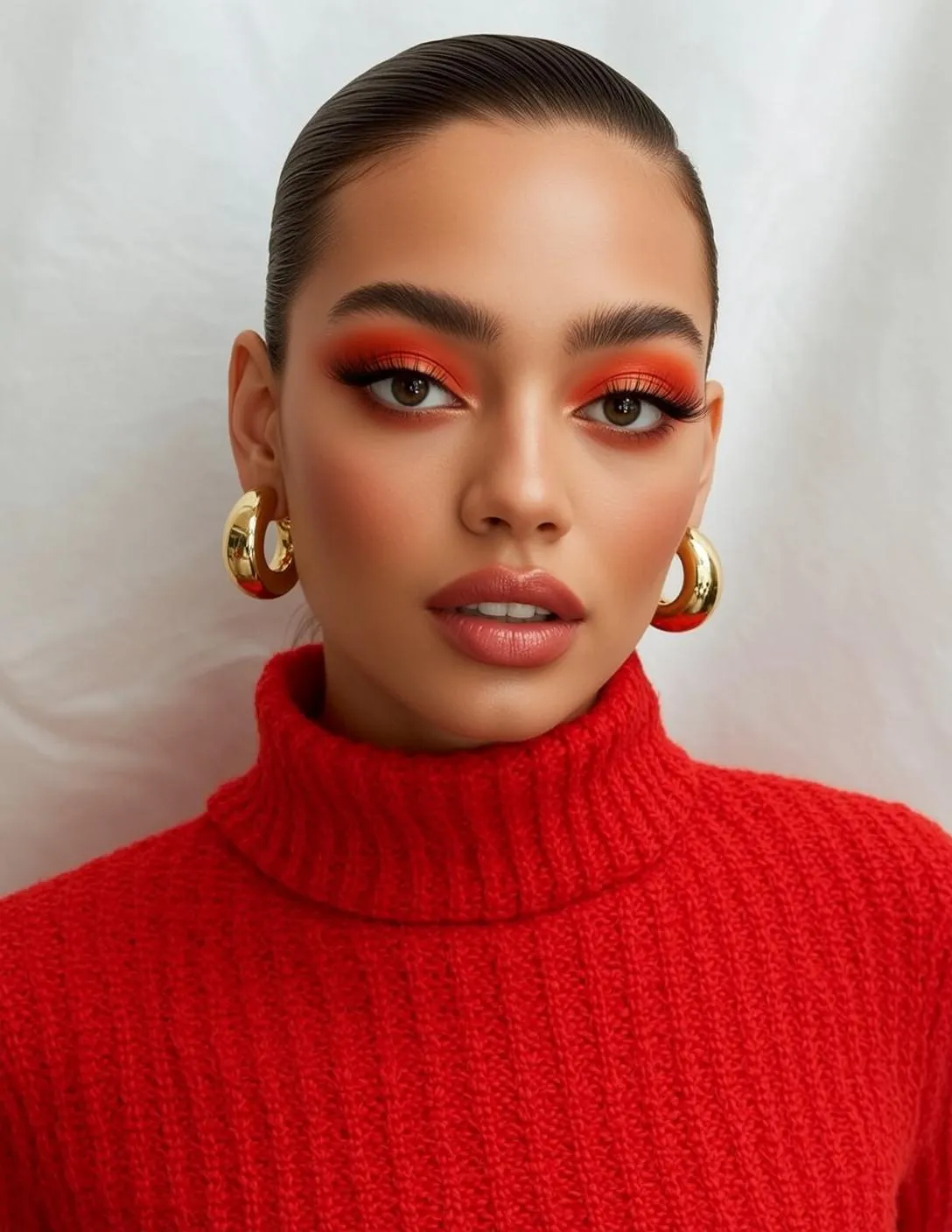 Makeup Headshot Young Her Hair Slicked Back