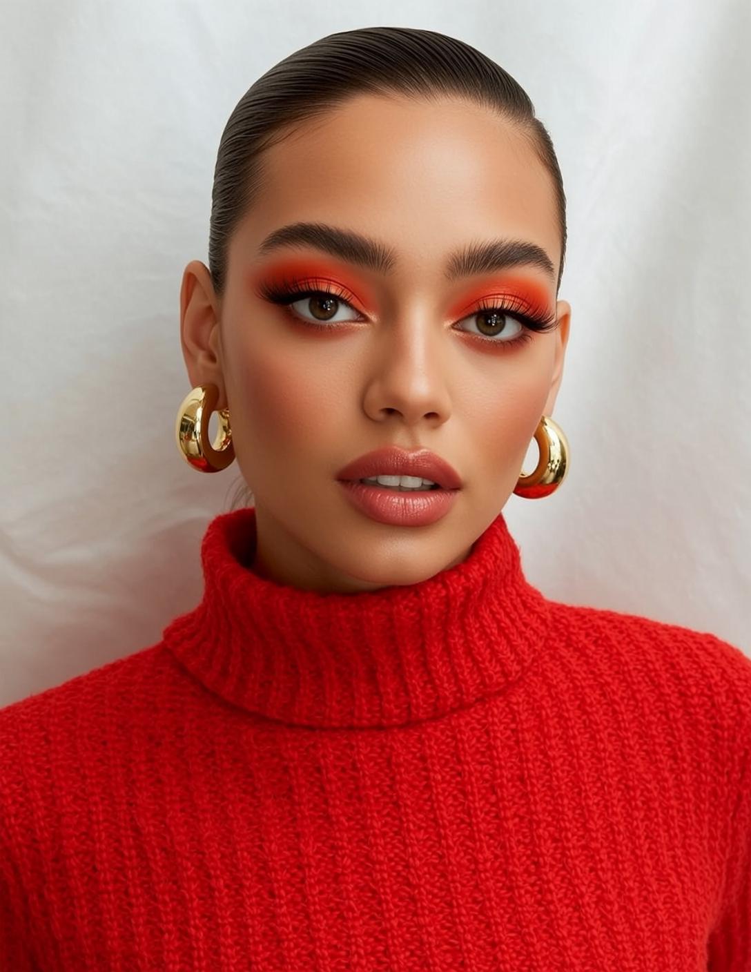 Makeup Headshot Young Her Hair Slicked Back