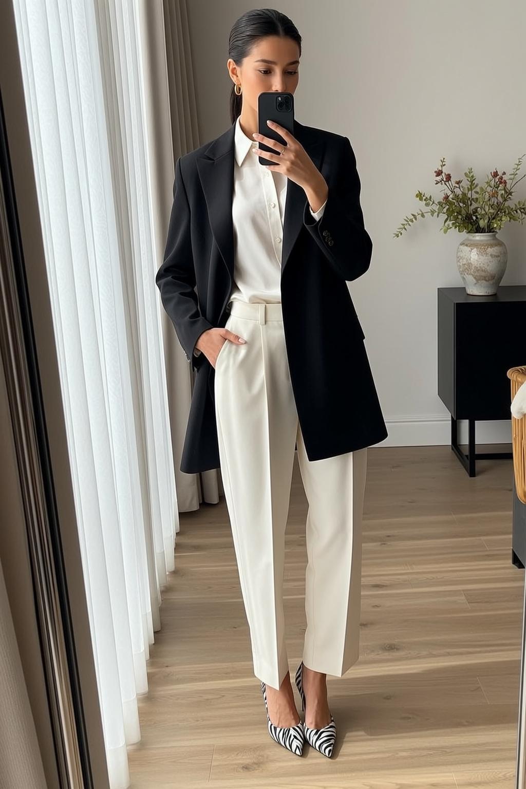Luxury Pulled Back Bun Fair White Button-up