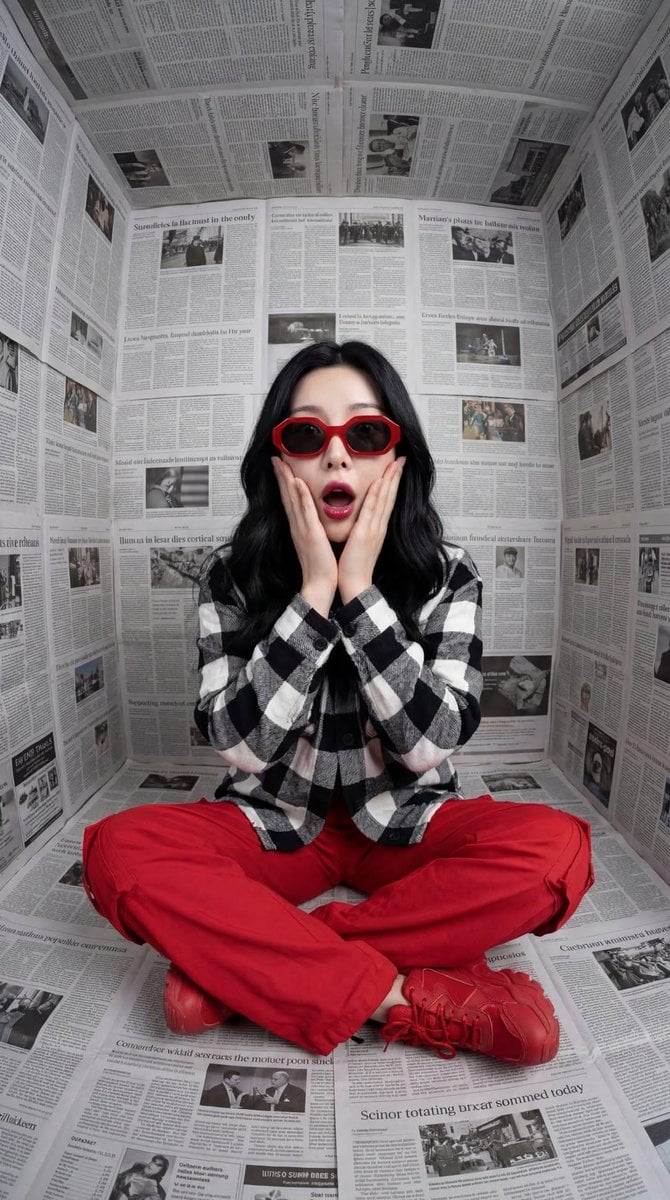 Newspaper Room Red Sunglasses Surprise