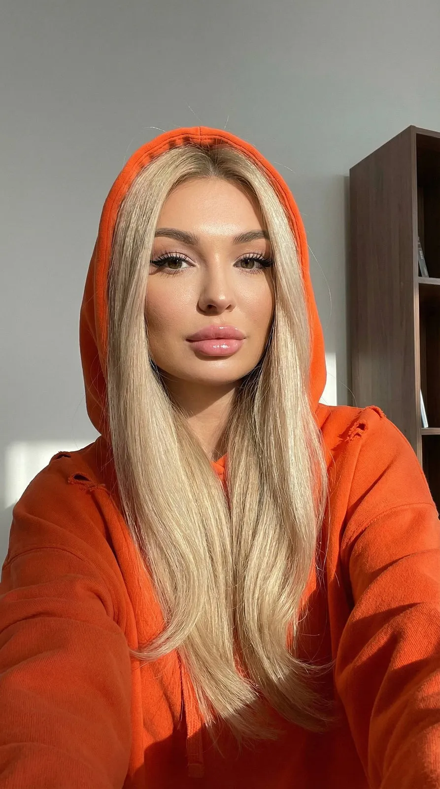 Makeup With Orange Hoodie