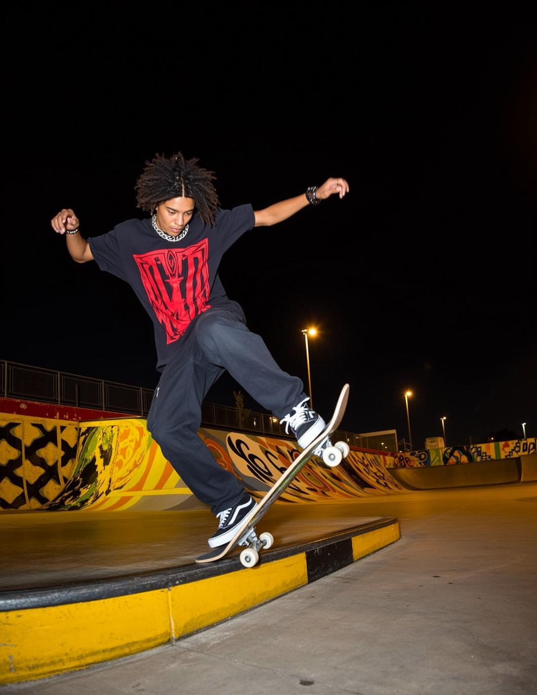 Night Skatepark Ledge Grind