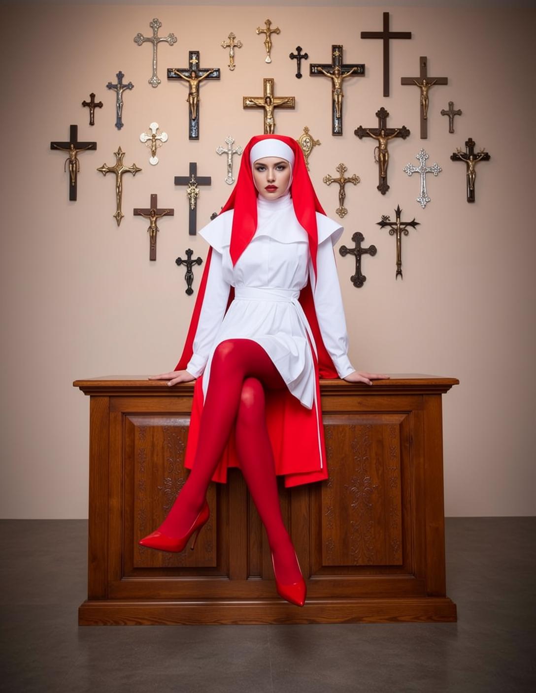 Nun Habit Crossed Legs