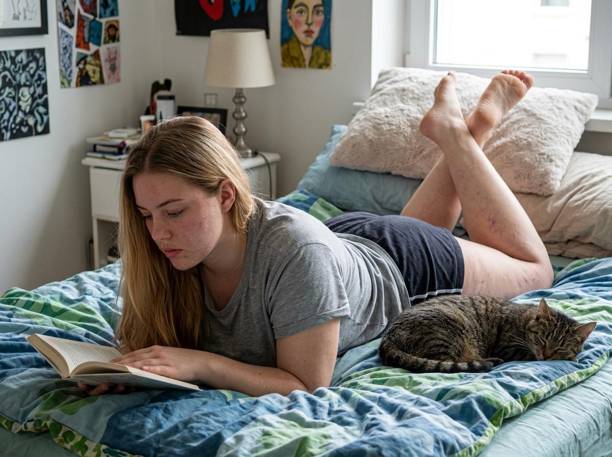 Relaxed On Unmade Bed Soft Sheets