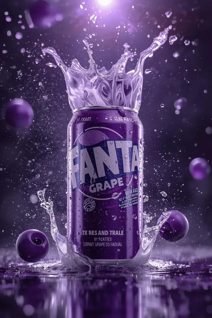A striking hero shot of purple liquid frozen in a sculptural form, with berries suspended in mid-air, showcasing dramatic lighting.