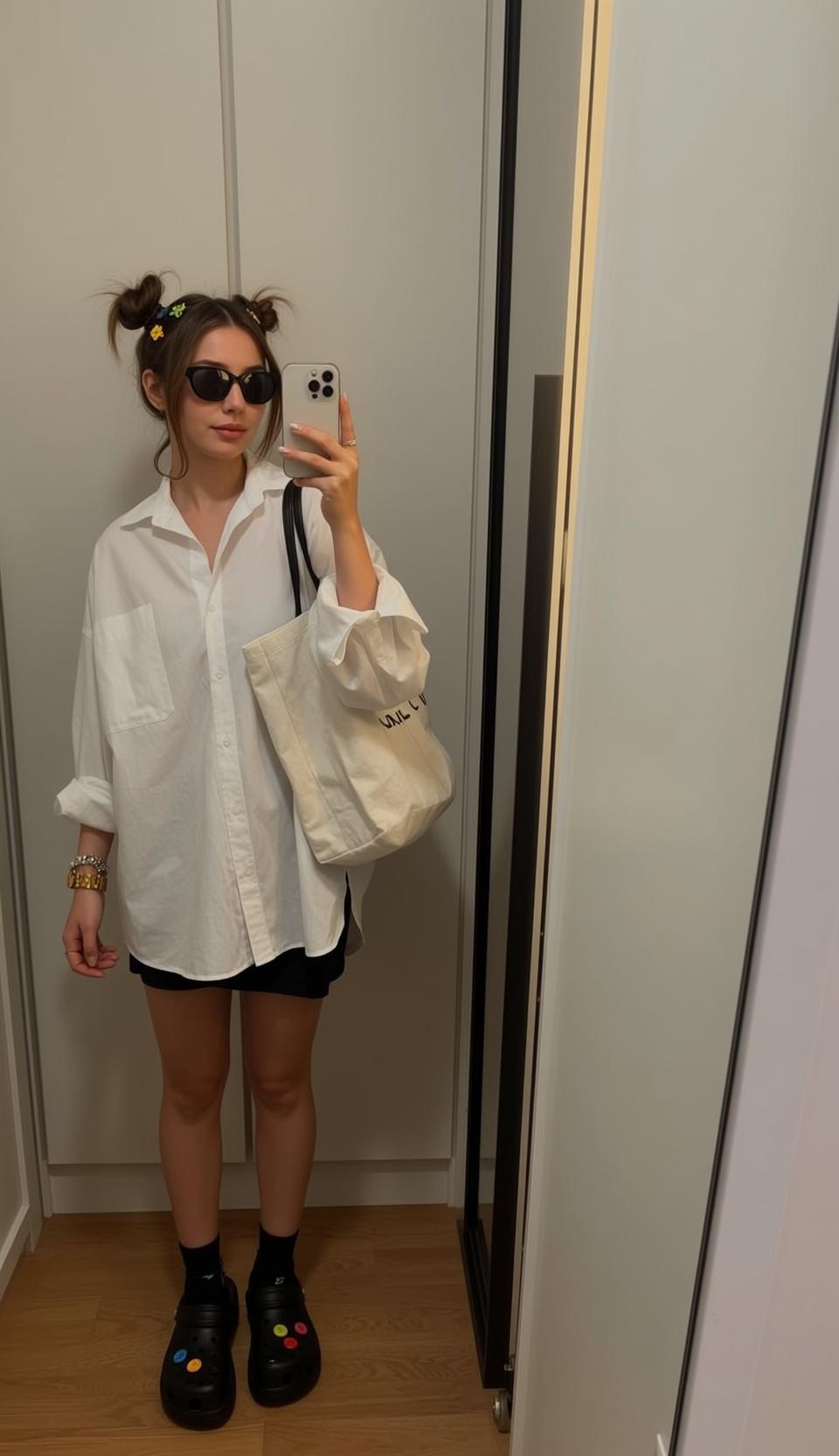 Casual Young Brown Styled Two Messy Buns