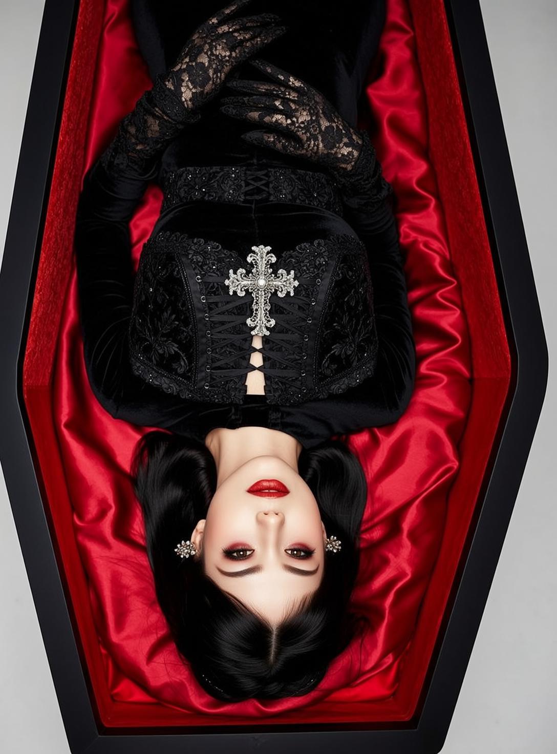 Velvet Corset Coffin Gothic Scene