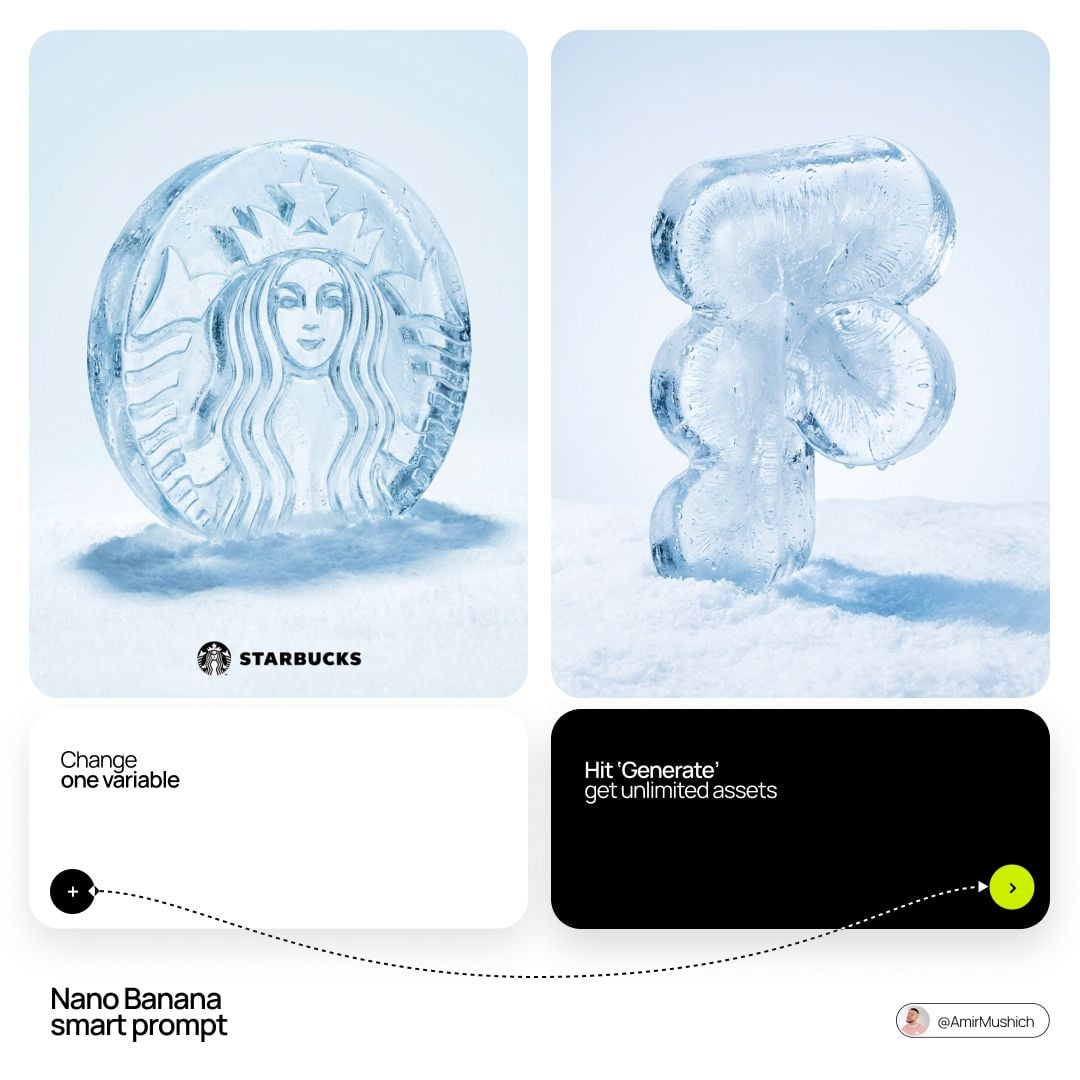 A stunning ice sculpture logo intricately carved, resting on a snowy surface with natural lighting.