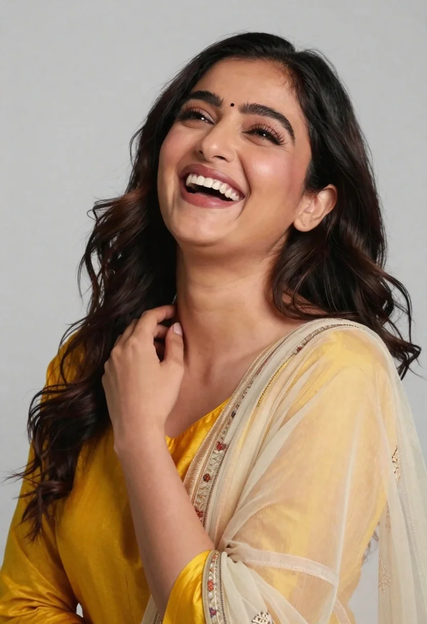 Joyful Woman Laughing With Her Head Tilted Back And Eyes reference photo