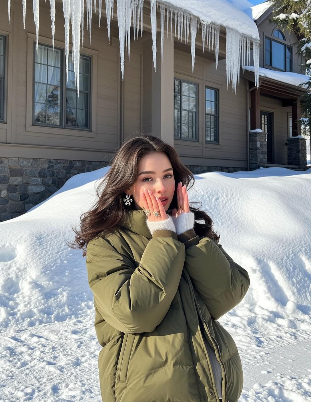 Snow Puffer Playful Portrait
