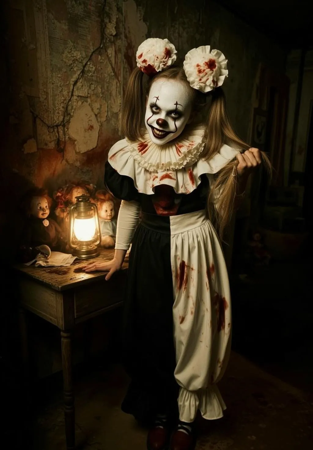 Halloween Makeup Young Girl Clown Long Blonde
