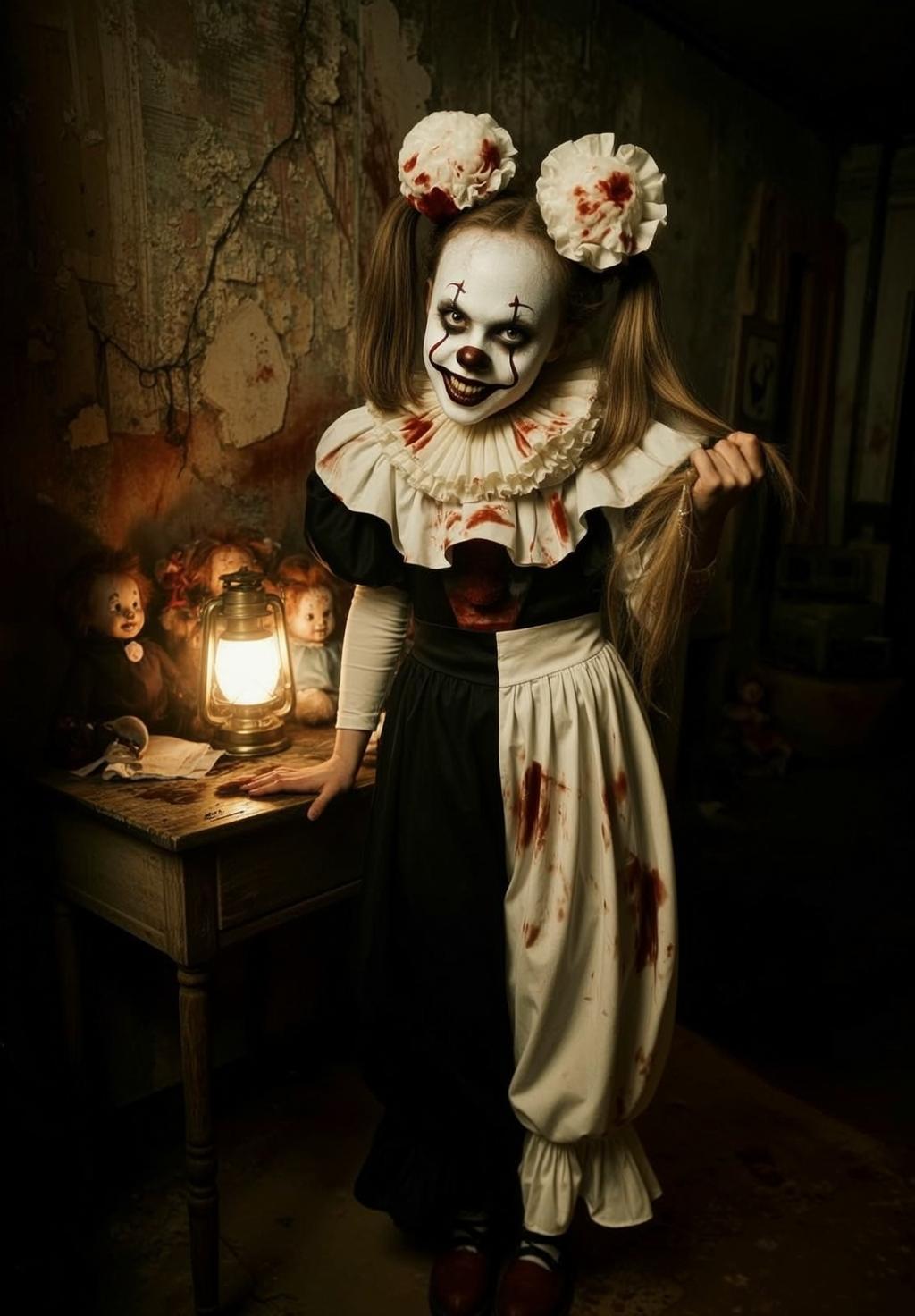 Halloween Makeup Young Girl Clown Long Blonde