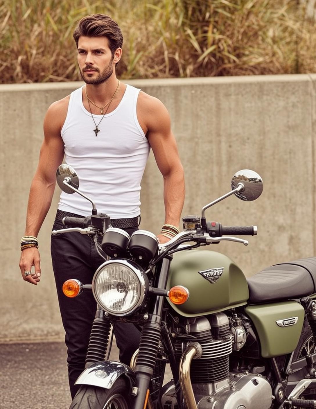 Handsome Brown Styled Fair White Tank Top