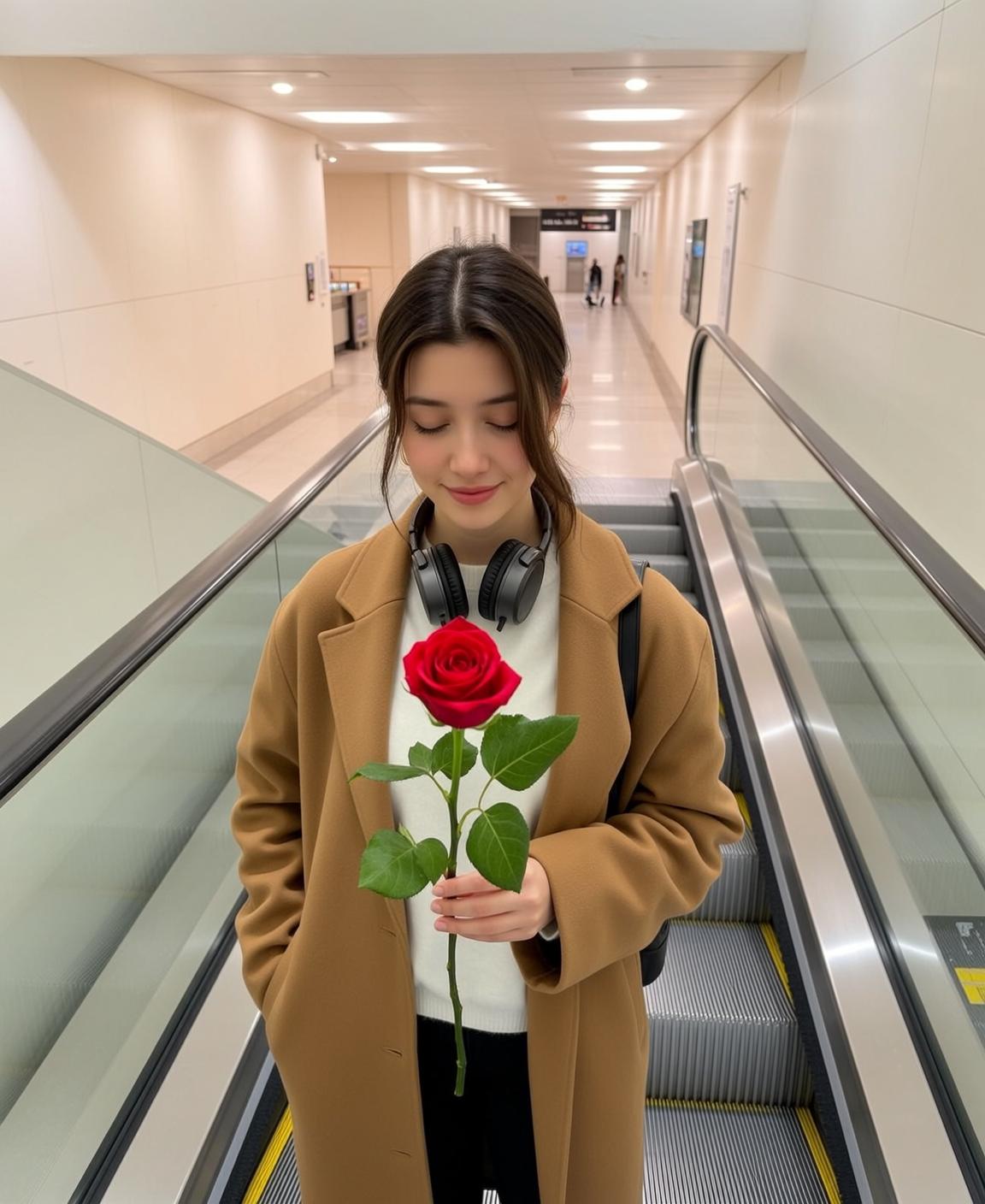 Airport Terminal Red Rose Candid
