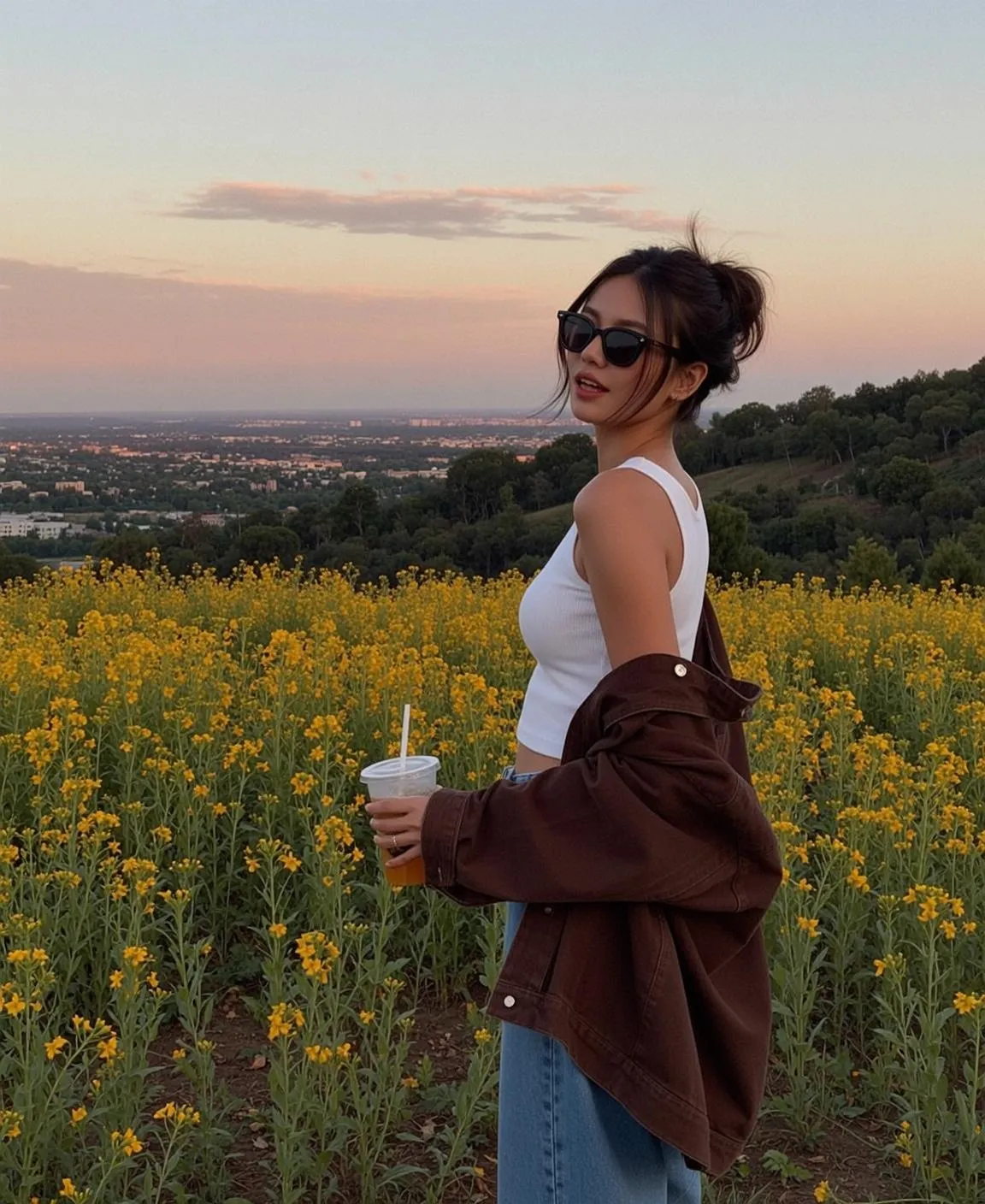 Sunglasses Earrings And Rings In A Field