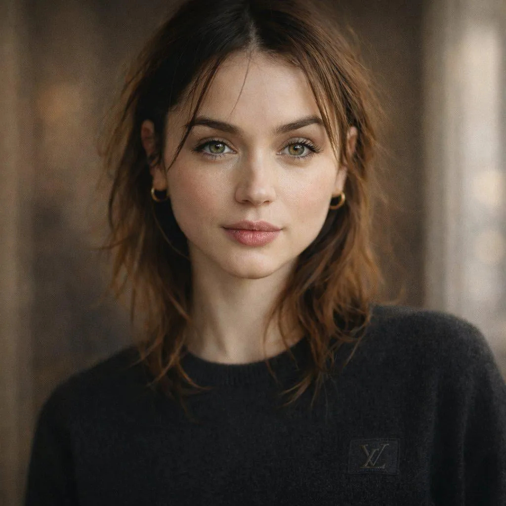 Earrings And Makeup With A Charcoal Sweater By A Wall