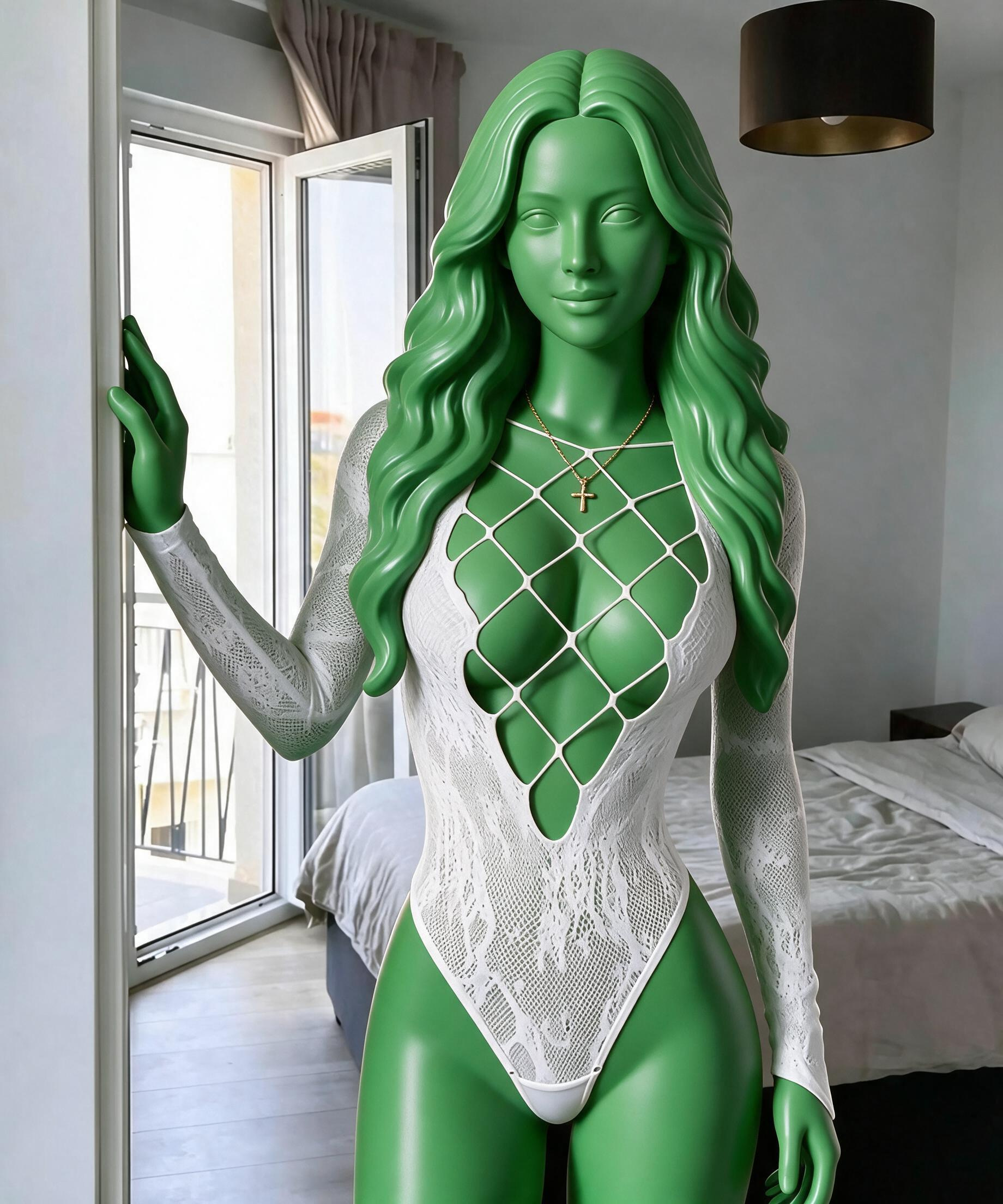 Template for Lace Bodysuit Bedroom Doorway Bright Indoor Setting