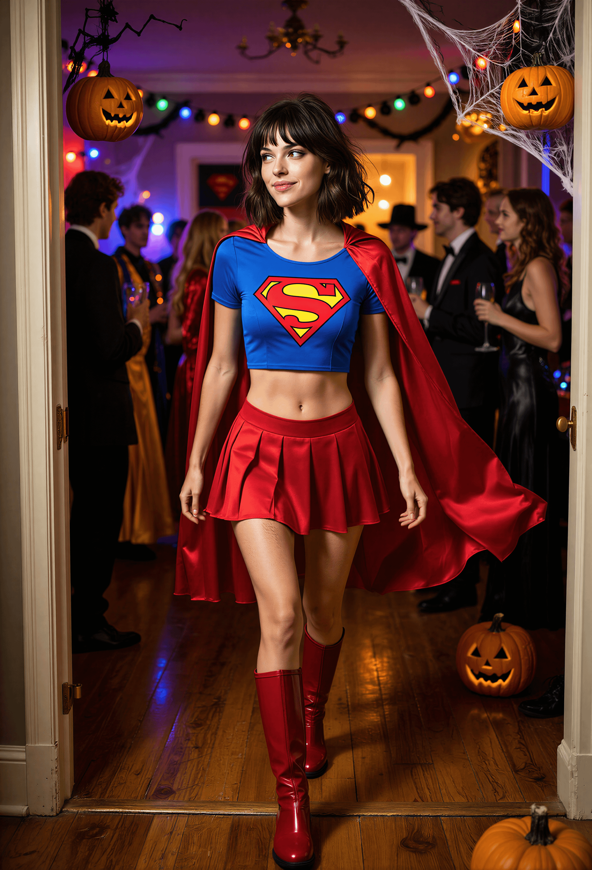 Supergirl Halloween Party Doorway Glowing Jack O Lanterns
