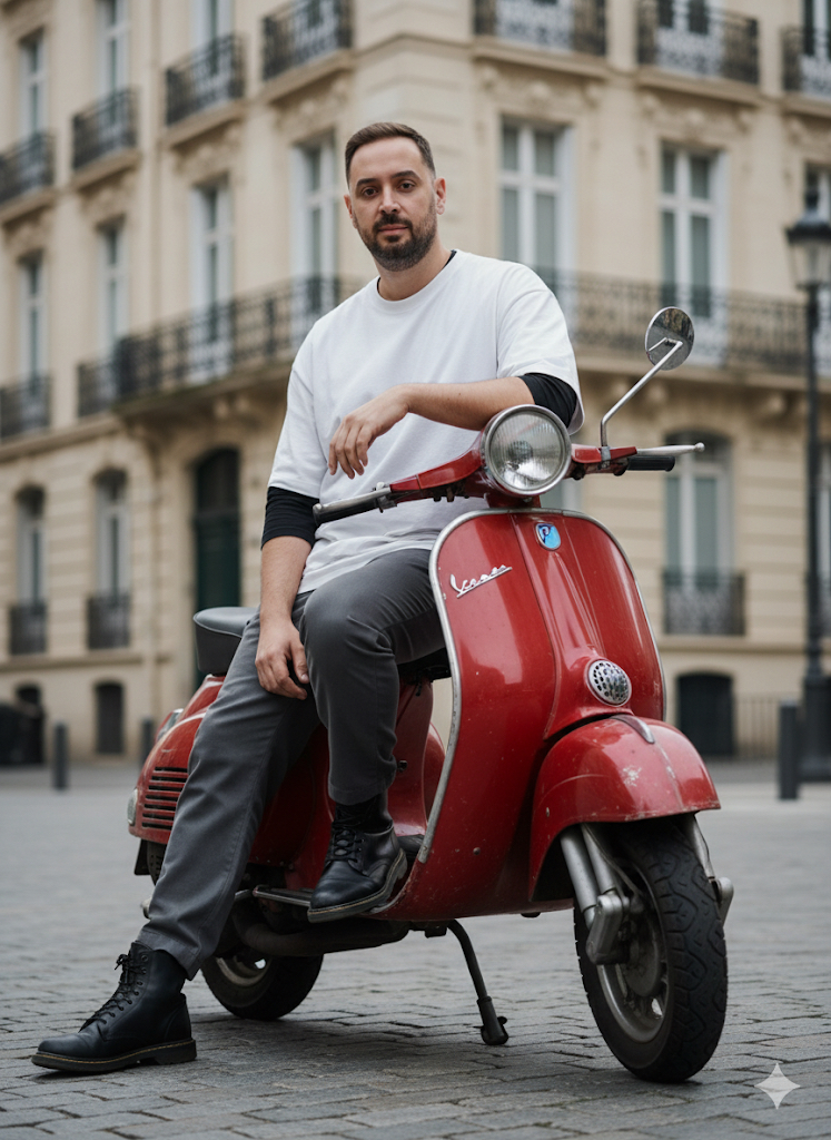 Stylish Man With Red Scooter Photos