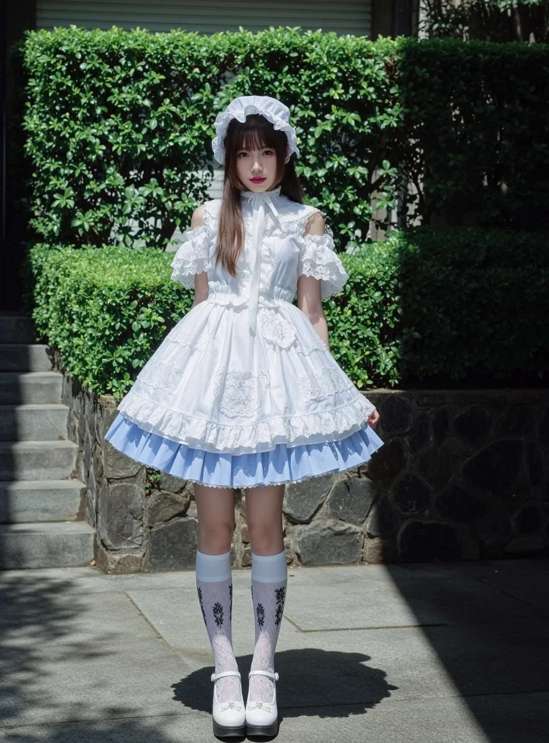 White Dress Garden Path Portrait