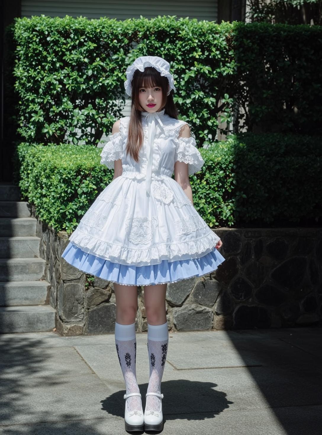 White Dress Garden Path Portrait