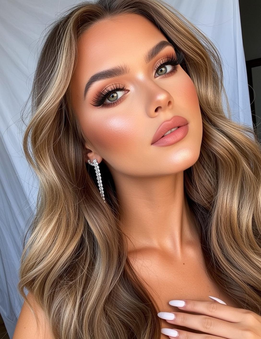 Hair Salon Young Long Wavy Blonde Highlights