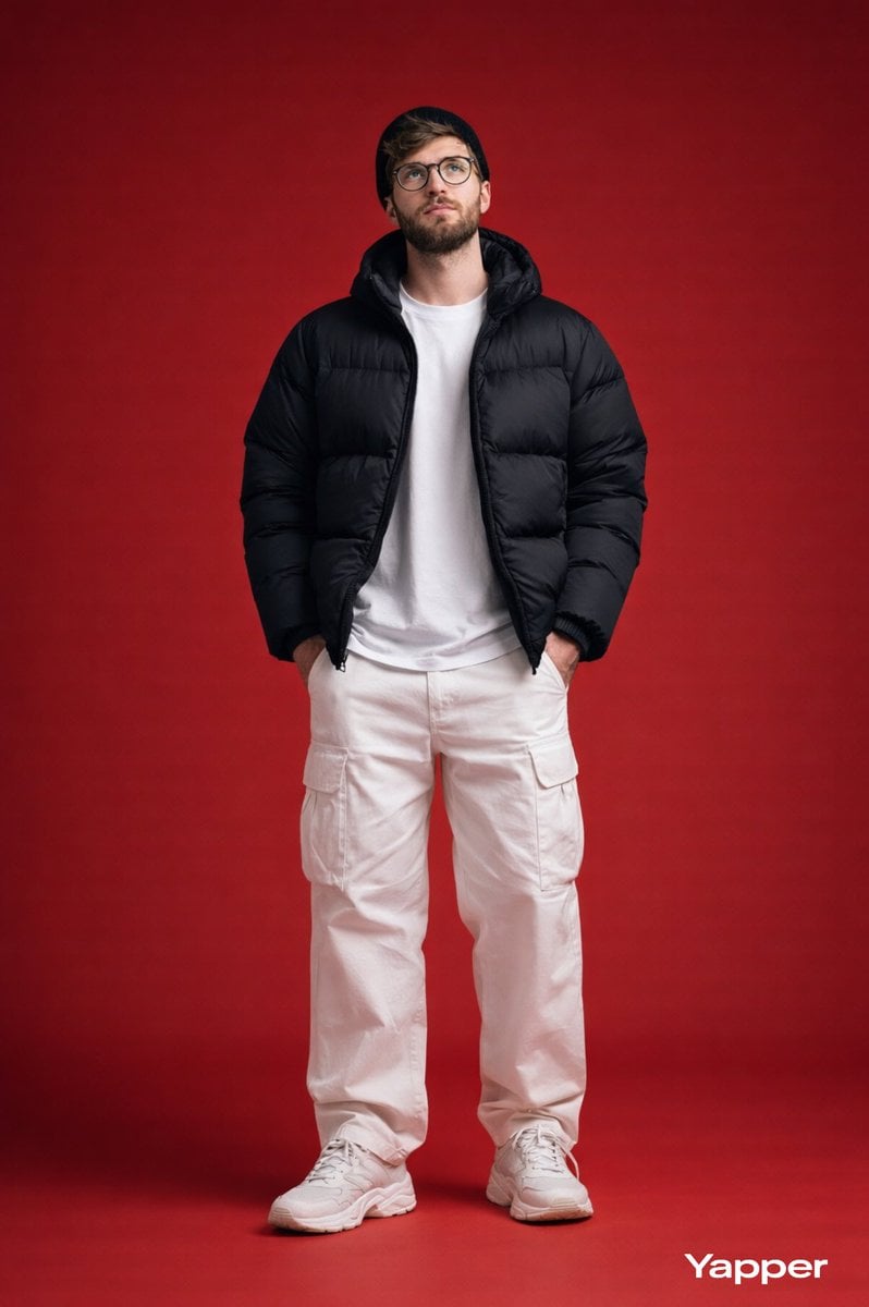Studio Fashion Portrait Red Background