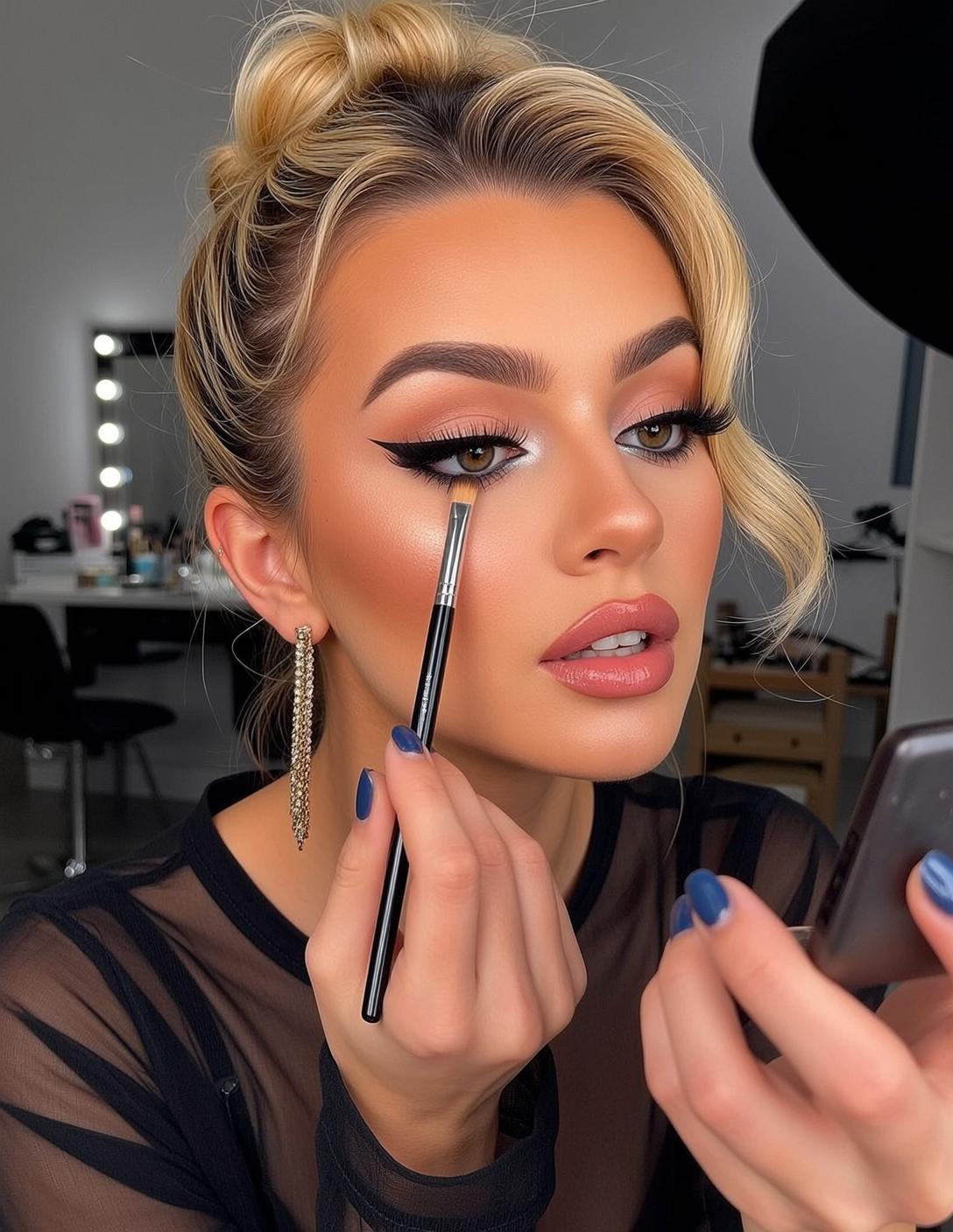Makeup Application Closeup Portrait