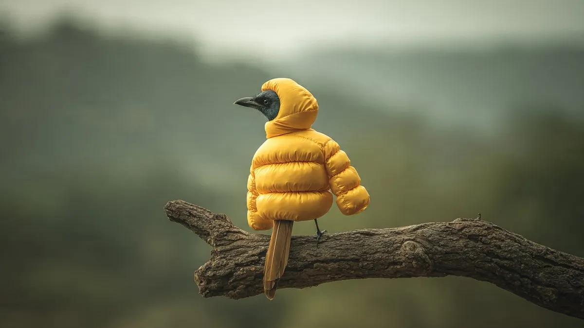 Chic Bird in a Puffy Jacket: Nature's Fashionista