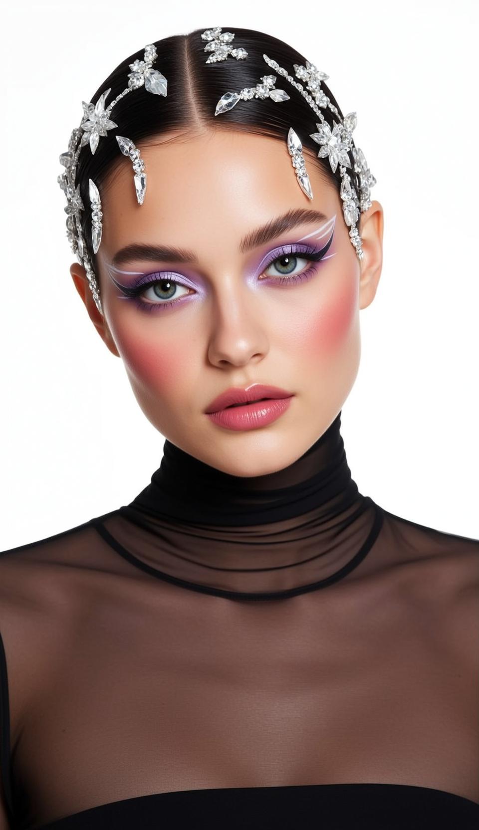 Makeup Shown Shoulders Facing Directly Towards Slight